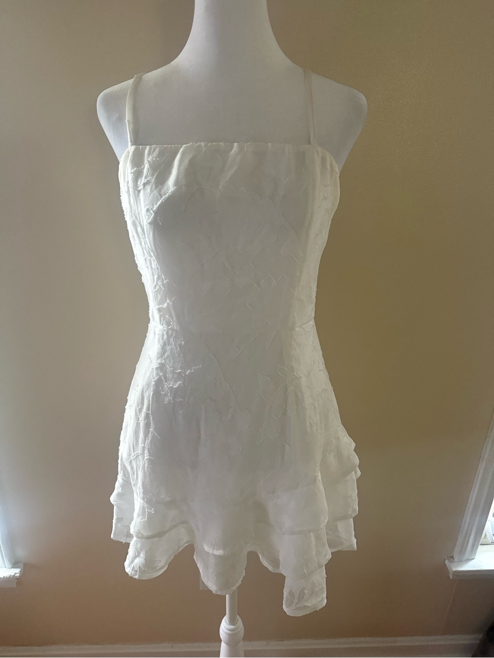 Lulus White Embroidered Ruffle Mini Dress | Small - Picture 3 of 5